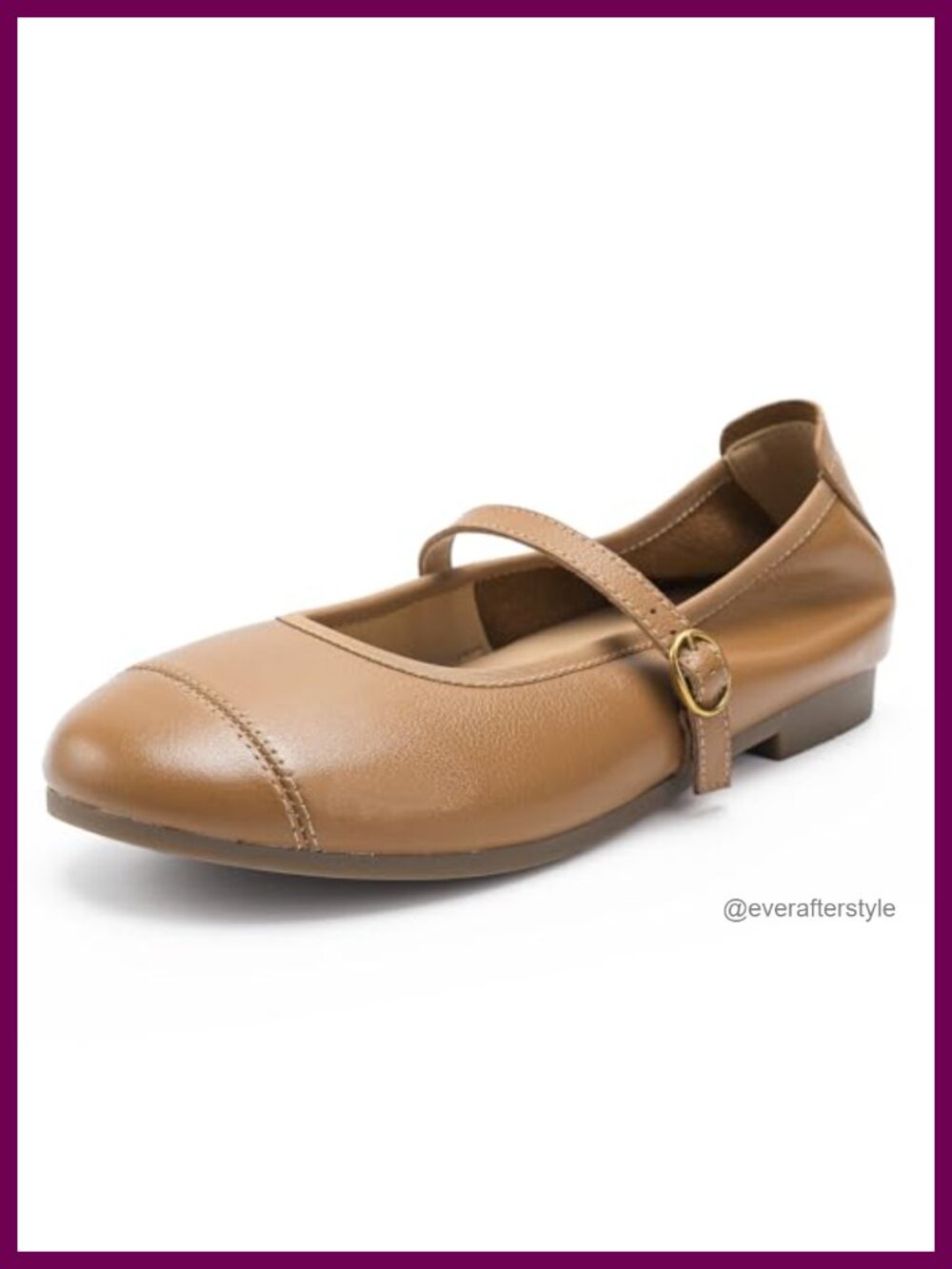 Mary Jane Flats Women Genuine Leather Round Toe Ballet Shoes with Strap